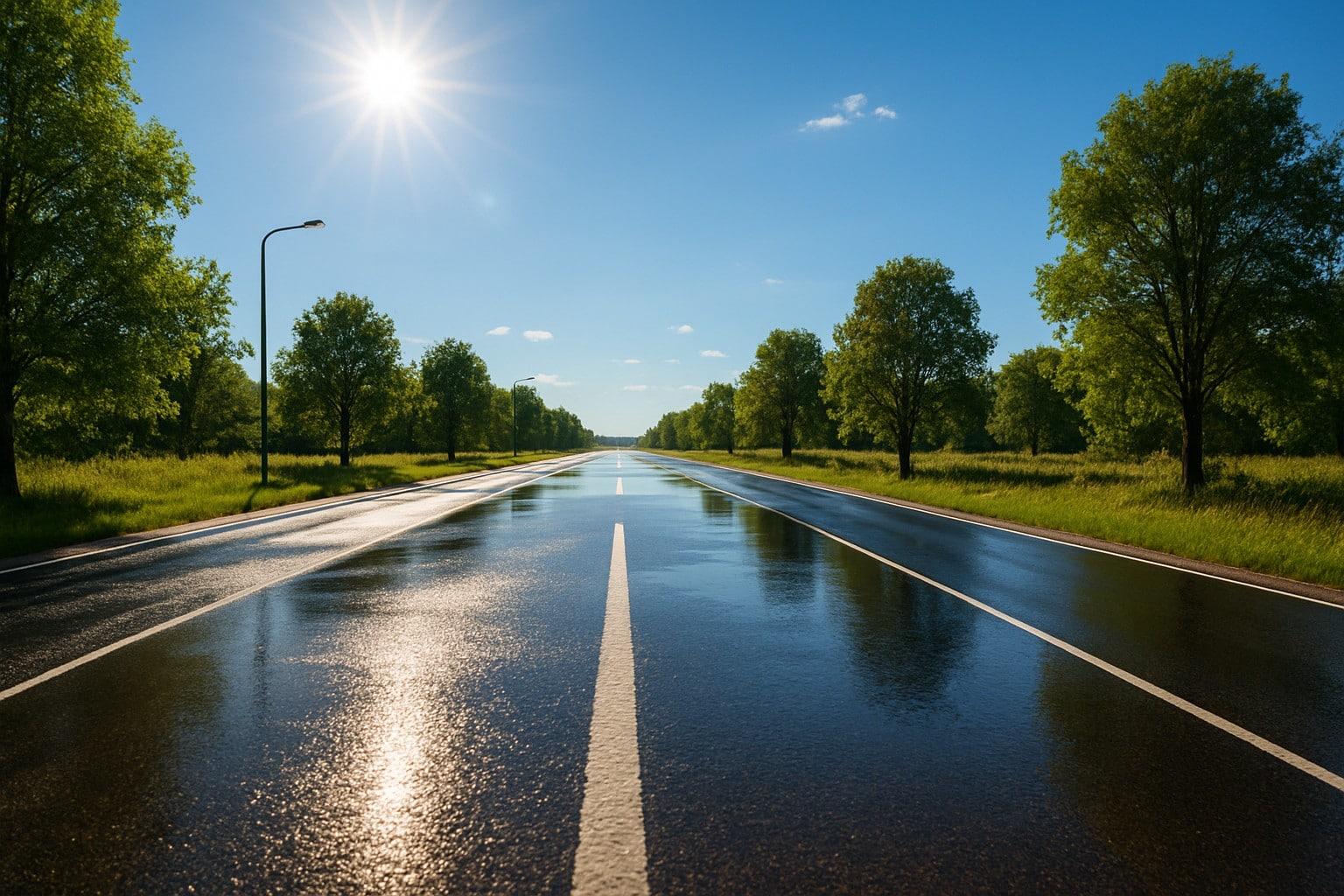 Nat wegdek droog weer