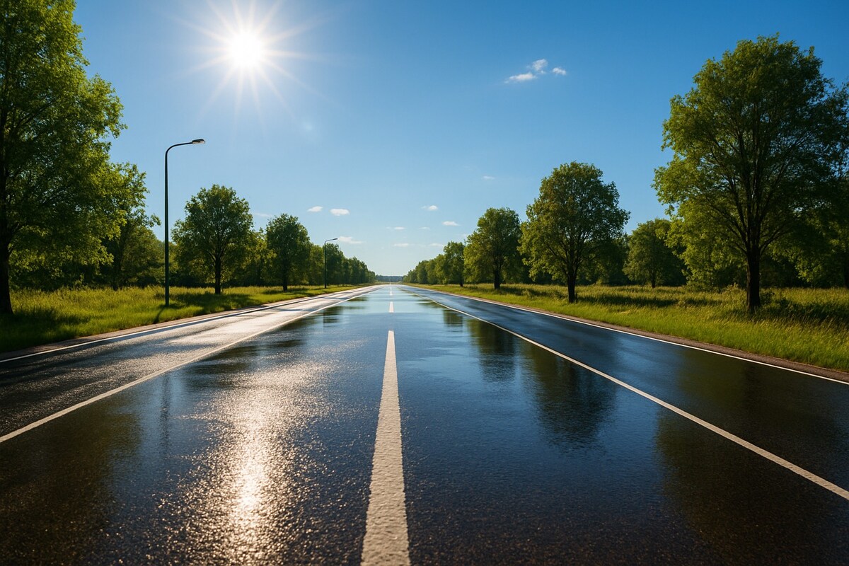 Nat wegdek droog weer